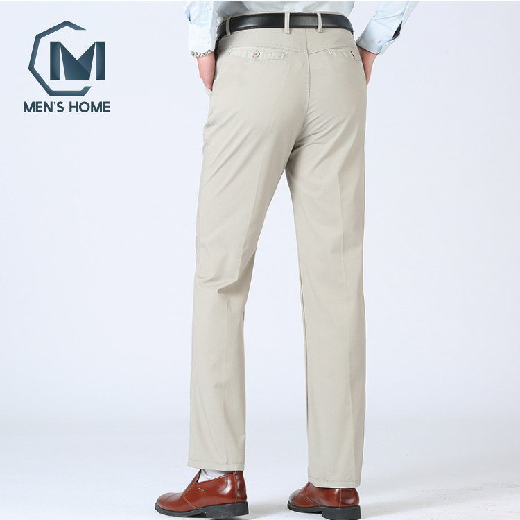 MH กางเกงขายาวผู้ชาย กางเกงใส่ทำงานสไตล์ลำลอง กางเกงเอวสูงทรงขาตรง เนื้อผ้าเบาบาง ใส่สบายๆ